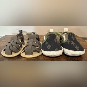 Carters Lot Of 2 Pairs Baby Boy Shoes/Sandals NWT Size 1 (0-3 months )